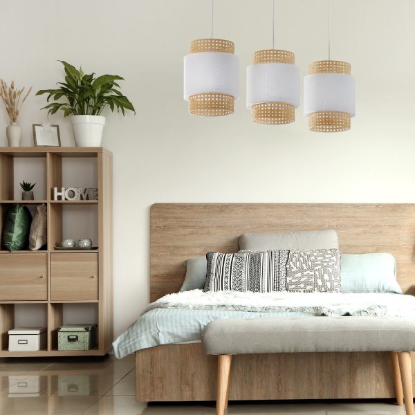 BOHO BLANC LAMPE PENDANTE 3 BARRES
