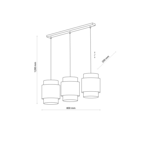 BOHO BLANC LAMPE PENDANTE 3 BARRES