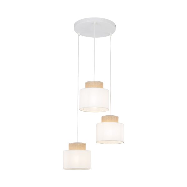 DUO BLANC JUTA LAMPE PENDANTE 3 RONDS