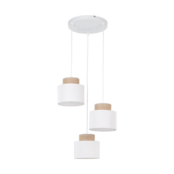 DUO BLANC JUTA LAMPE PENDANTE 3 RONDS