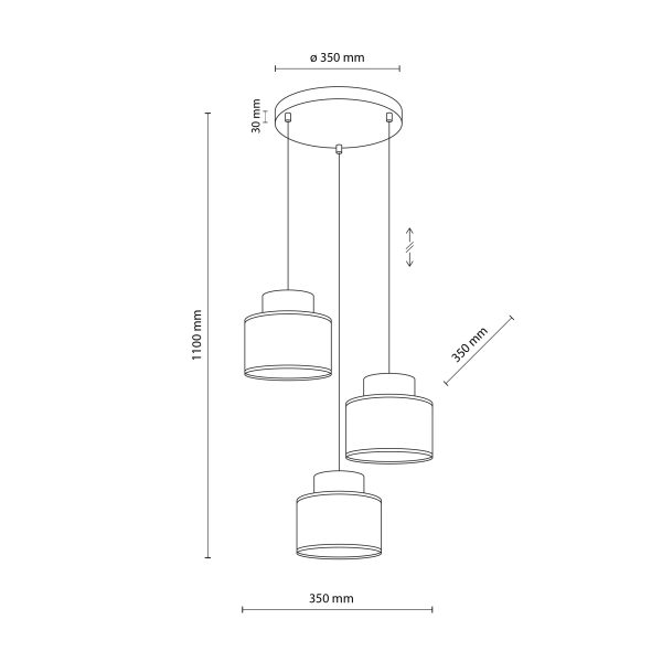 DUO BLANC JUTA LAMPE PENDANTE 3 RONDS
