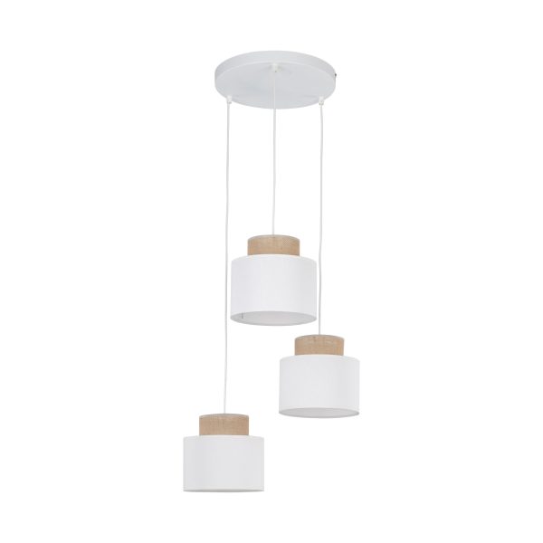 DUO BLANC JUTA LAMPE PENDANTE 3 RONDS