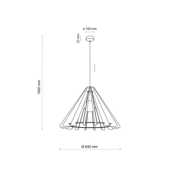 LAMPE À PENDRE EN BOIS ERIS 1 L