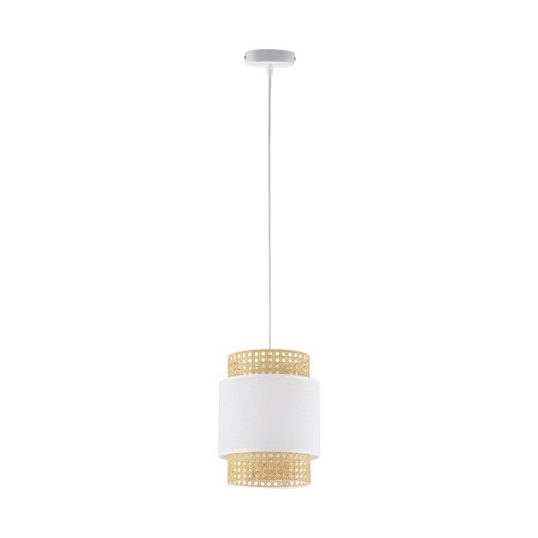 Le titre du produit en français est : "LAMPE À PENDRE BOHO BLANCHE 1 200