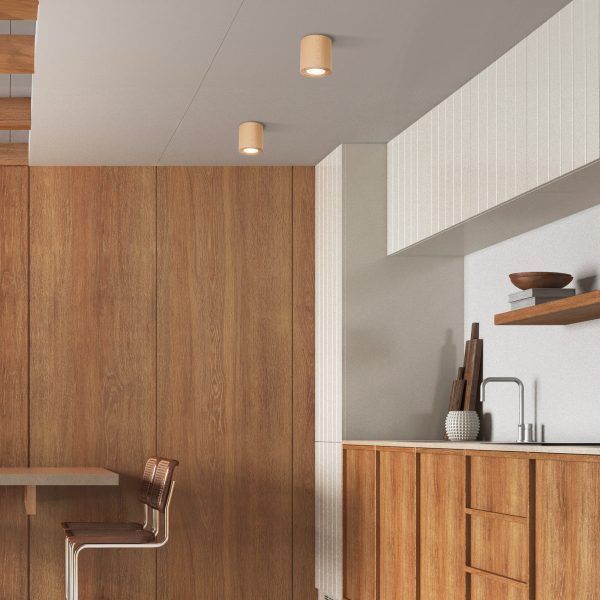 Le titre du produit en français est : "LAMPE DE PLAFOND EVE WOOD BUK 1