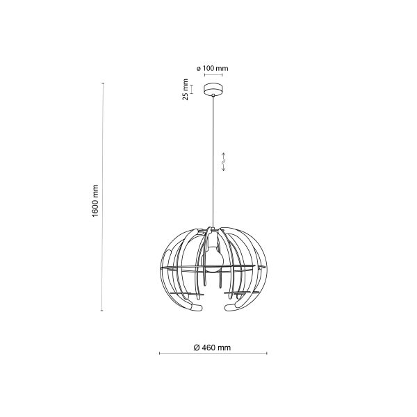 VENUS BOIS LAMPE SUSPENDUE 1 M