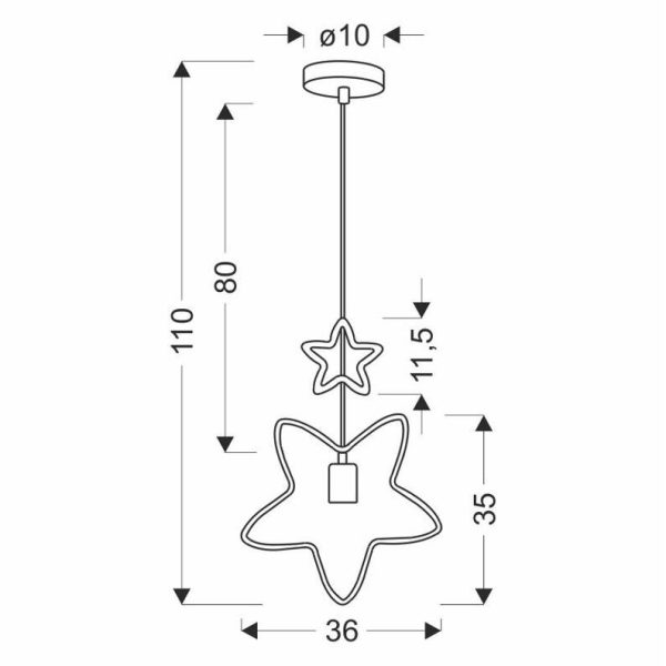 Suspension LED Étoile SINGLE dimensions