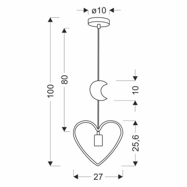 Suspension LED Cœur SINGLE dimensions