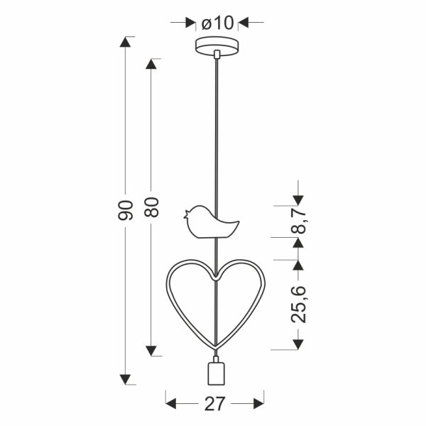 Suspension Cœur HEART dimensions