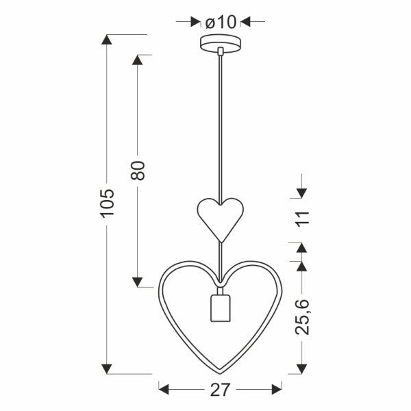 Suspension Cœur SINGLE dimensions