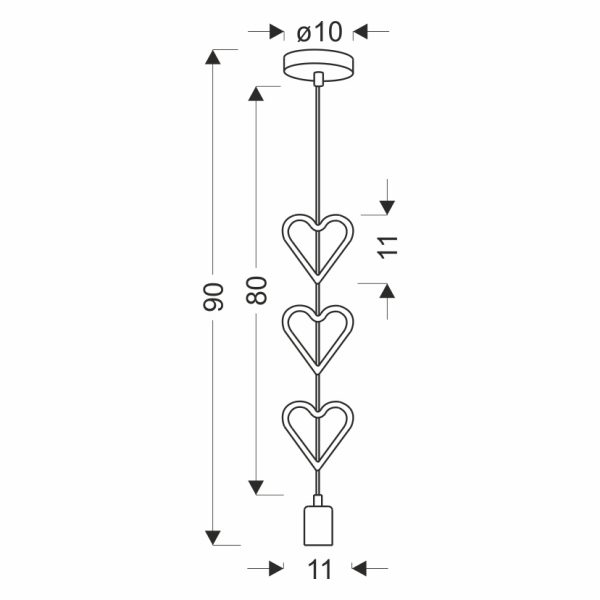 Suspension Triple Cœurs HETS dimensions