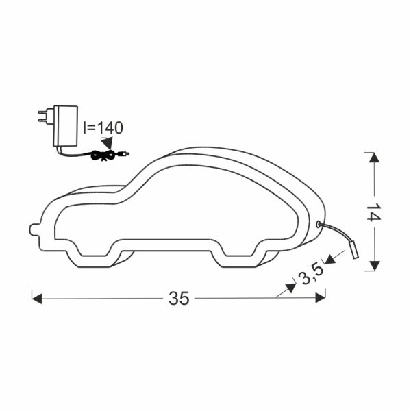 Applique Voiture CAR Noir dimensions