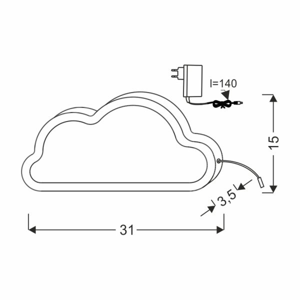 Applique Nuage CLOUD Rose dimensions