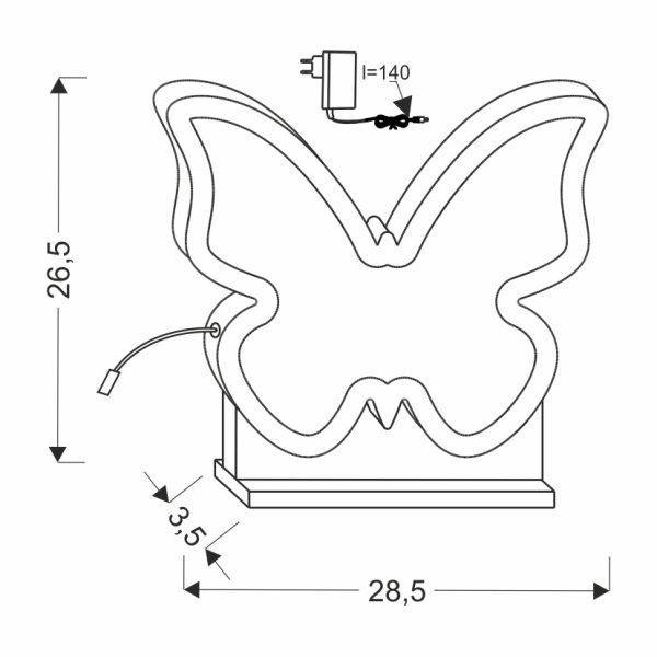 Applique Papillon BUTTERFLY Rose dimensions