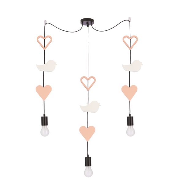 Suspension Triple Cœurs TRIO Noir Rose Candellux Kids