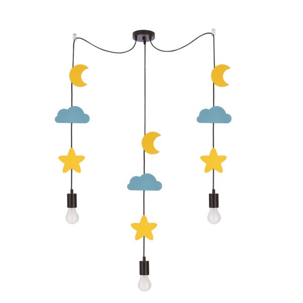 Suspension Triple Étoiles Lune Nuage TRIO Candellux Kids