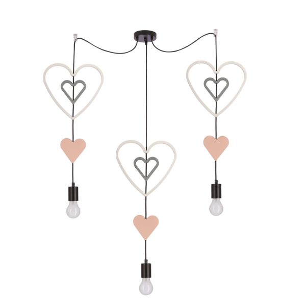 Suspension Triple Grands Cœurs TRIO Rose Candellux Kids