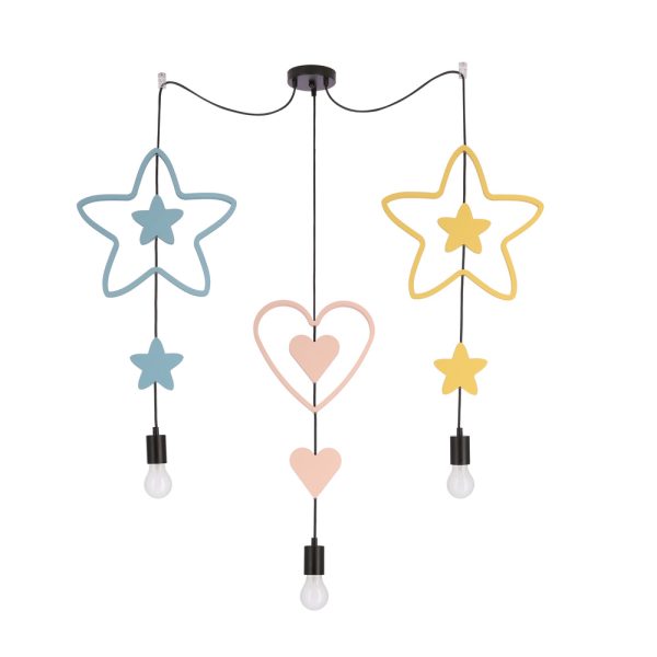 Suspension Triple Grandes Étoiles Cœur TRIO Candellux Kids