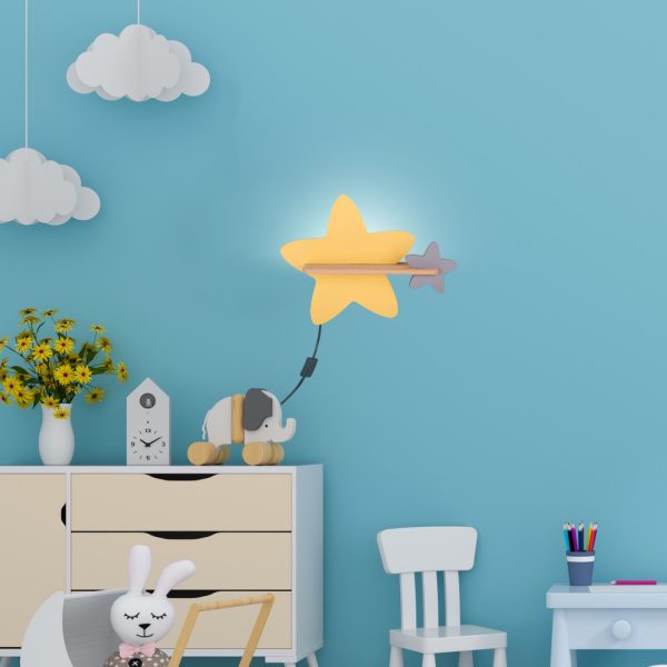 Applique étagère LED Étoile avec câble IQ Kids