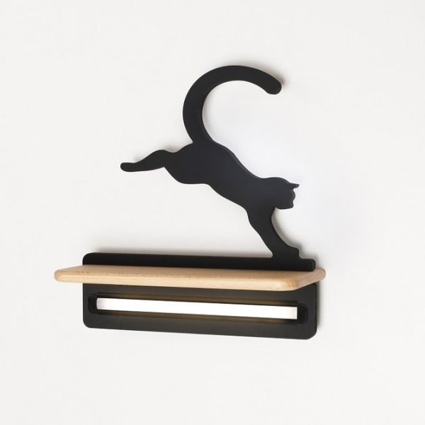 Applique LED Chat Bondissant Noir