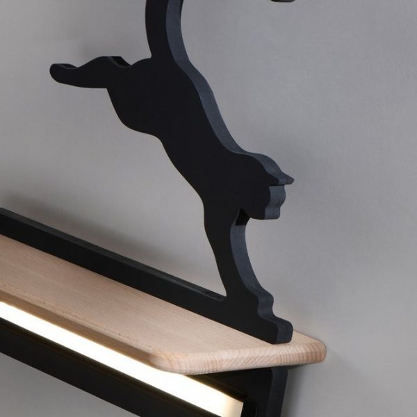 Applique LED Chat Bondissant Noir