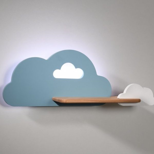 Applique étagère LED Nuage Bleu Blanc