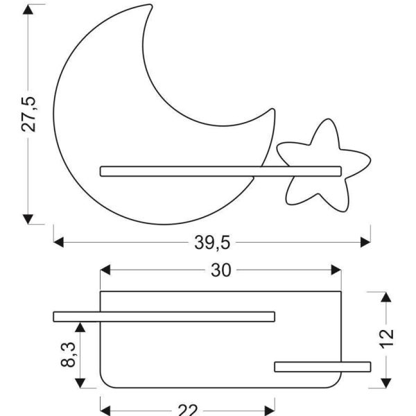 Applique LED Lune Gris