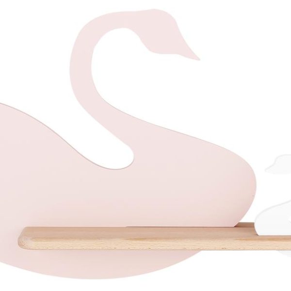 Applique étagère LED Cygne Rose Blanc Kids
