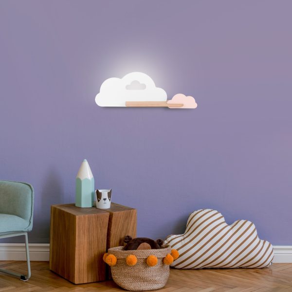 Applique étagère LED Nuage Blanc Rose