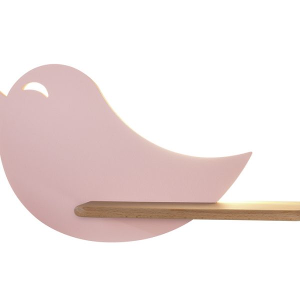 Applique étagère LED Oiseau Rose IQ Kids