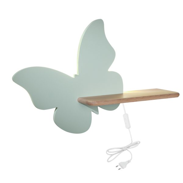 Applique étagère LED Papillon Menthe IQ Kids