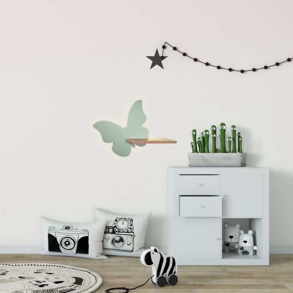 Applique étagère LED Papillon Menthe IQ Kids