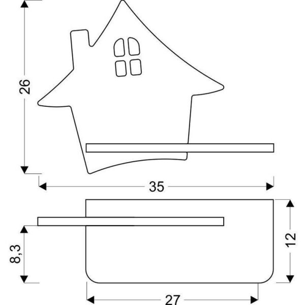 Applique étagère LED Maison Gris IQ Kids