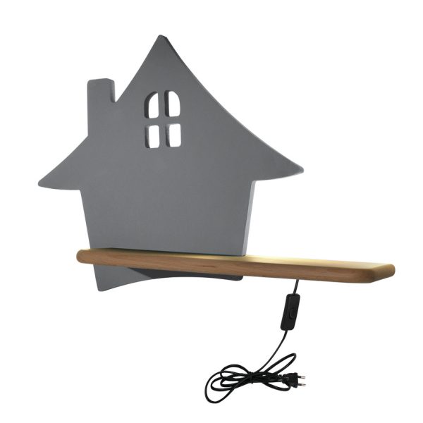 Applique étagère LED Maison Gris IQ Kids