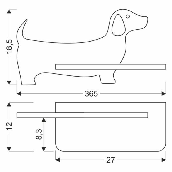 Applique étagère LED Chien Bleu avec câble Dog