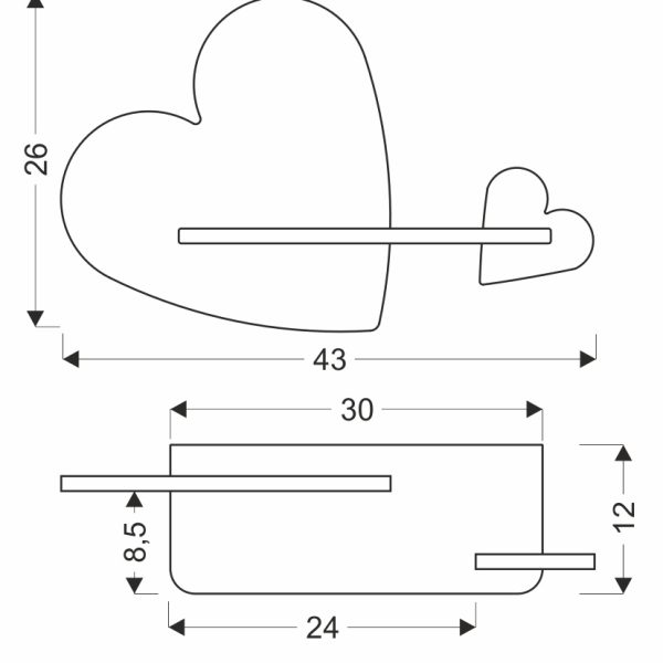 Applique étagère LED Cœur Rose
