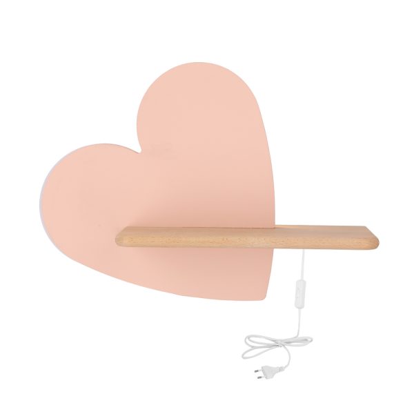 Applique étagère LED Cœur Rose