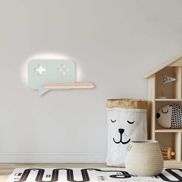 Applique étagère LED Console Menthe Kids