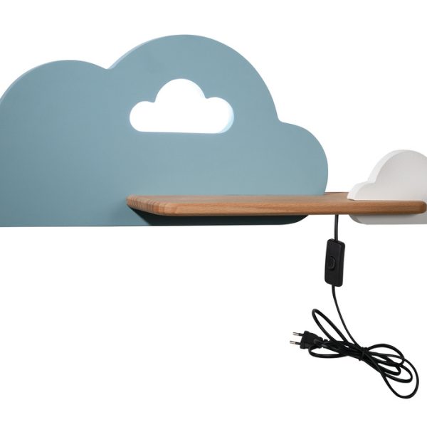 Applique étagère LED Nuage Bleu Blanc Kids