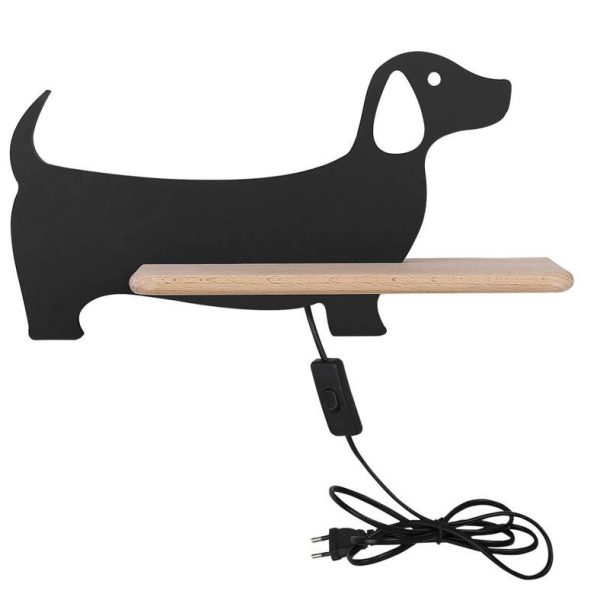 Applique Étagère LED Chien Noir avec Câble Dog - Luminaire Enfant Candellux