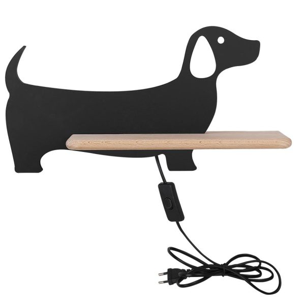 Applique Étagère LED Chien Noir avec Câble Dog - Luminaire Enfant Candellux