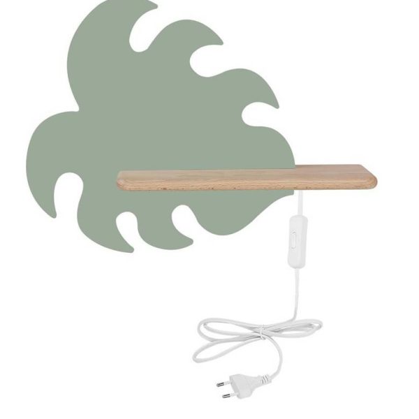 Applique étagère LED Monstera Verte câble