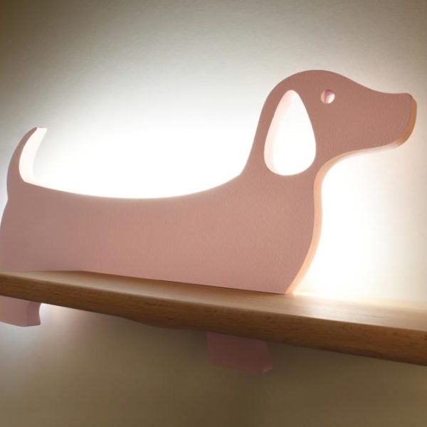 Applique étagère LED Chien Rose Dog