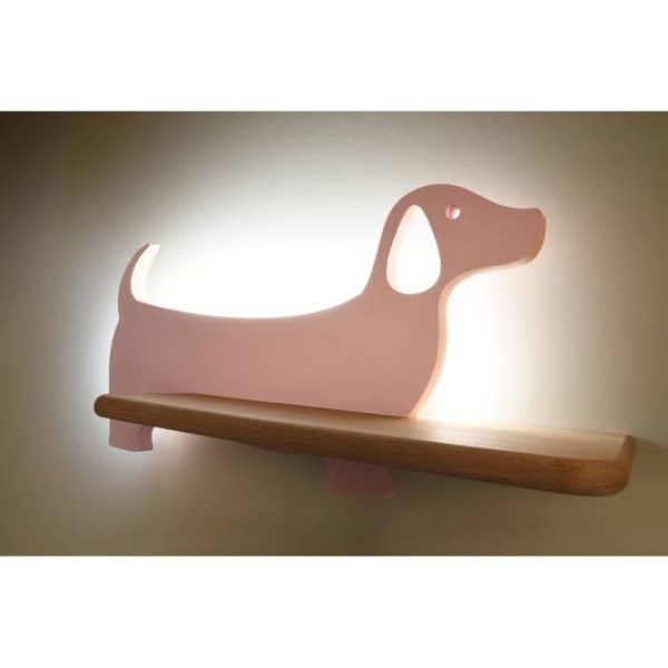 Applique étagère LED Chien Rose Dog