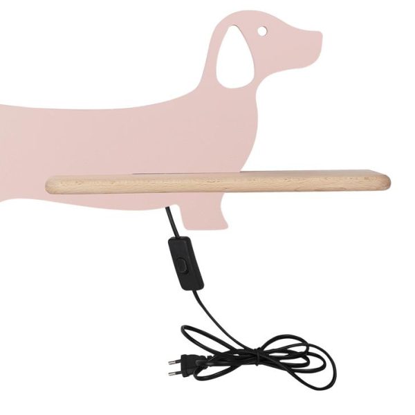 Applique étagère LED Chien Rose câble Dog