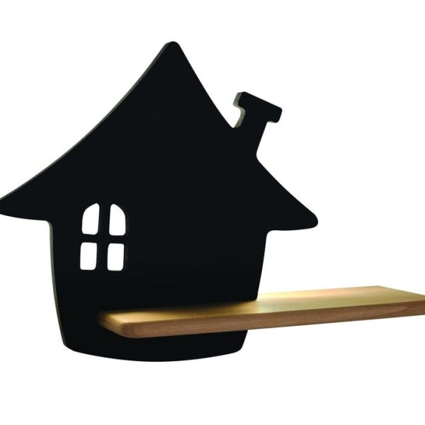 Applique murale étagère LED Maison Noir IQ Kids