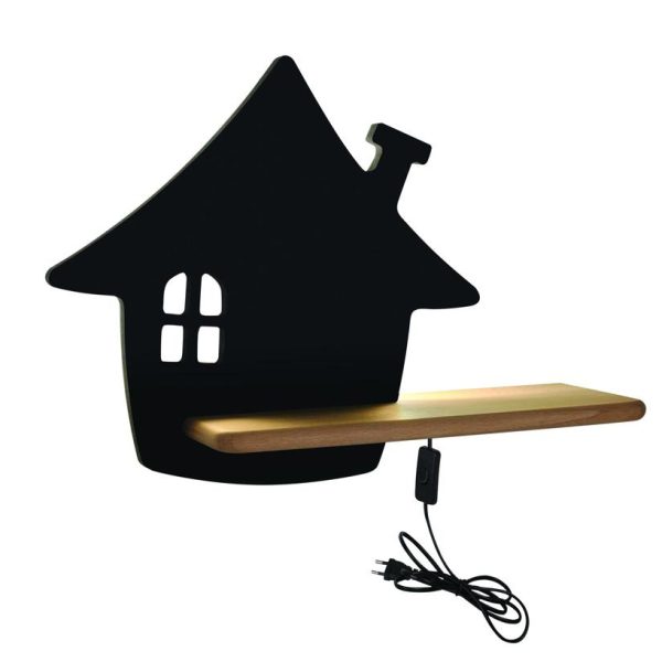 Applique étagère LED Maison Noir IQ Kids