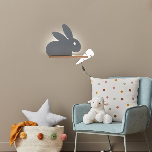 Applique étagère LED Lapin Gris IQ Kids