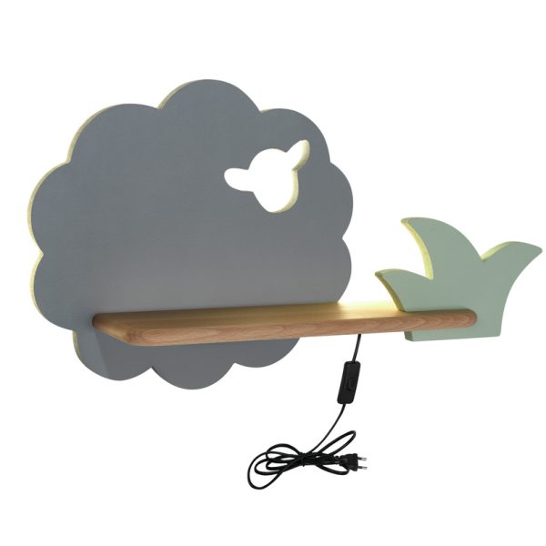 Applique étagère LED Mouton Gris Vert IQ Kids