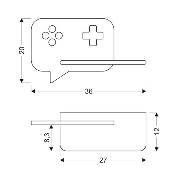 Applique murale étagère LED Console Noir avec câble Kids